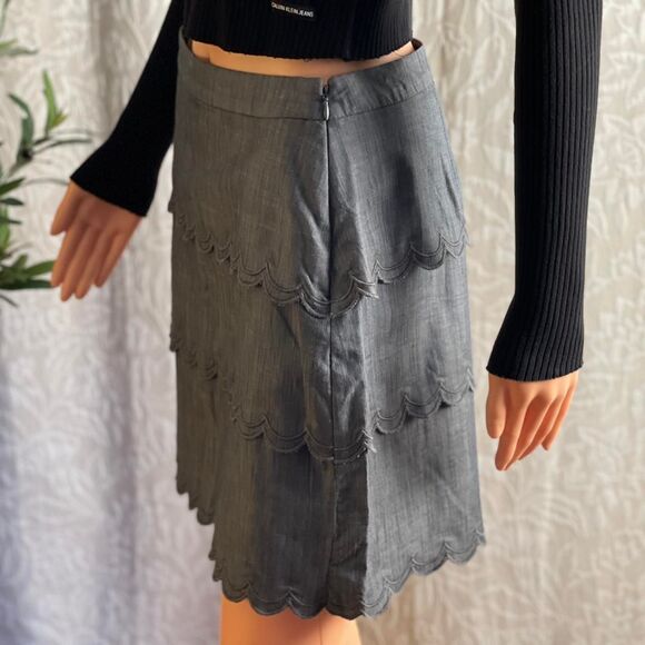 NWT Banana Republic Gray Scalloped Mini Pencil Skirt Office Siren Size 2 - Picture 5 of 6